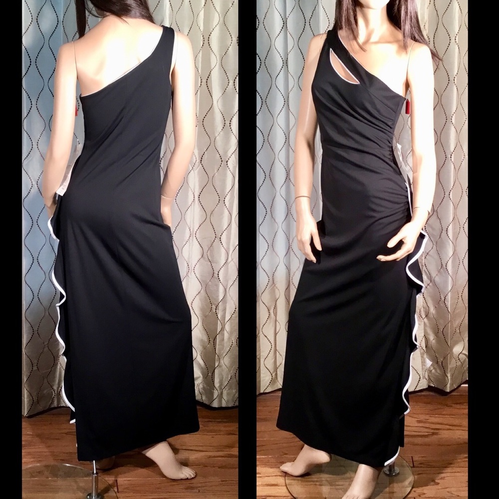 Zum Zum Niki Livas Black Ruffle Maxi Dress 7/8